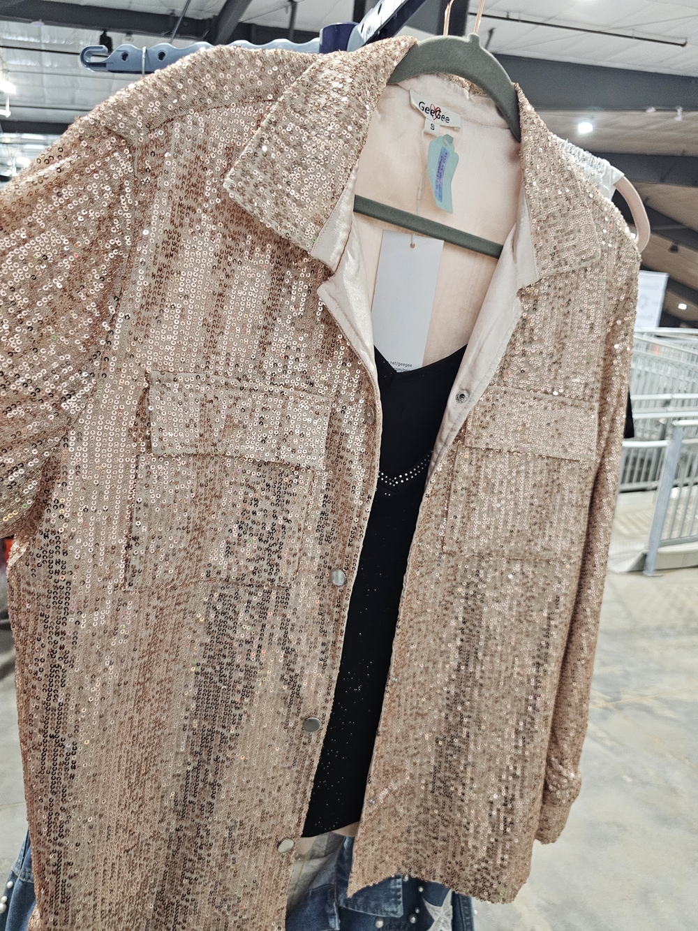 Sequin Shacket in Rose Gold by GeeGee